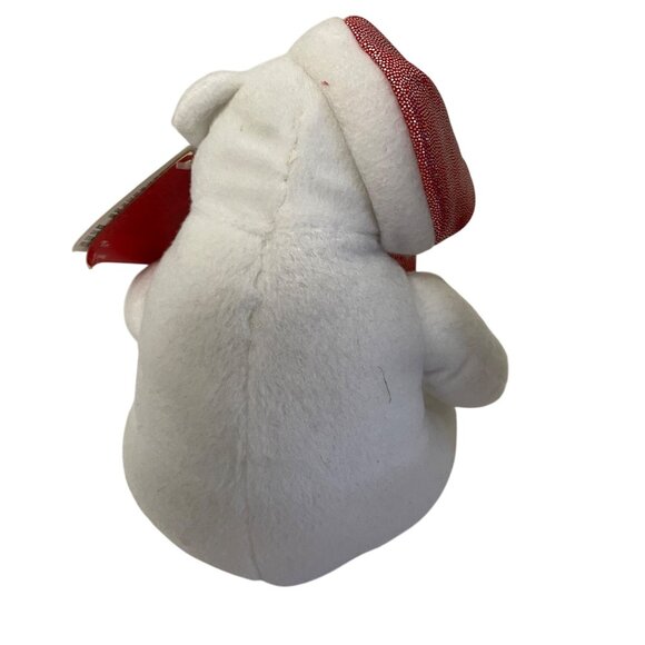 Kohls Holiday Polar Bear Plush Toy With Red Santa Hat 10" Tall White Soft Polyes - Picture 3 of 6
